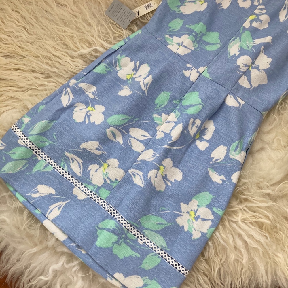 ELIZA J Floral Sleeveless A-line Dress In Blue/ White - Picture 12 of 13